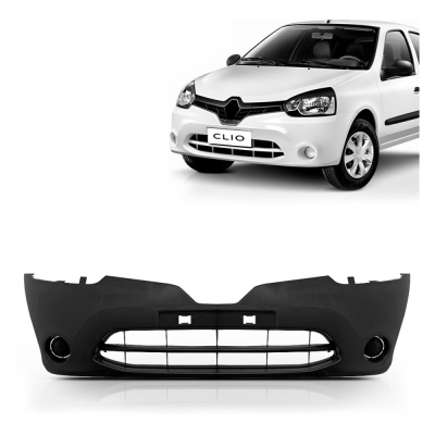 Parachoque Envolvente Dianteiro Renault Clio Hatch / Preto Liso - 2013/2016