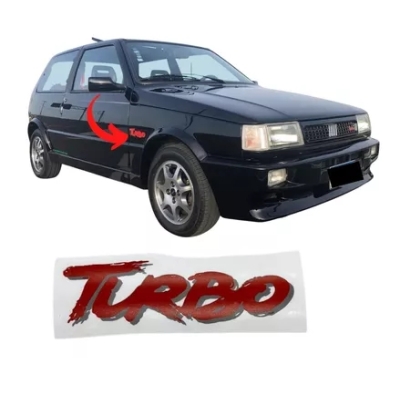 Emblema 'TURBO' - Fiat Uno 1994/1995 - Vermelho / Adesivo