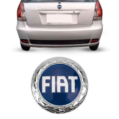 Emblema 'Logo Fiat' - Fiat Palio Fire 2004/2016 - Cromado / Fundo Azul / 75MM / Porta Malas