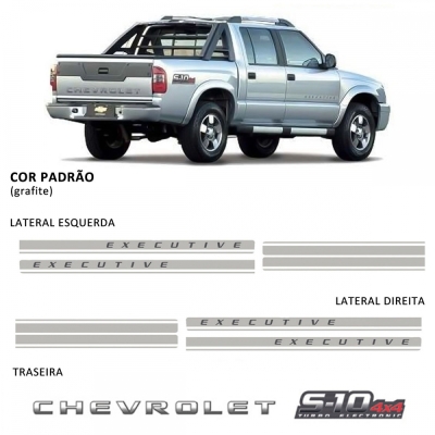 Faixa Decorativa Adesiva Gm S10 2009 - Cabine Dupla - 4x4 Turbo - Grafite - (Jogo).