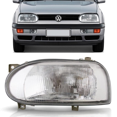 Farol Simples H4 Lente Vidro | Vw Golf Alemão 1993/1998 - Lado Esquerdo