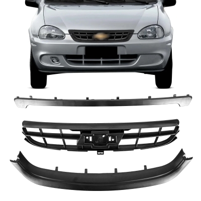 Grade Frontal Do Radiador - Chevrolet Corsa Classic 2008/2010 - Preta / Com Moldura Superior e Inferior / Completa