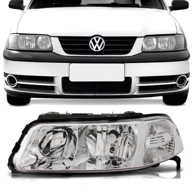 Farol - Volkswagen Gol / Parati / Saveiro G3 2000/2005 - H1 e H7 / Foco Duplo / Máscara Cromada / Lado Esquerdo