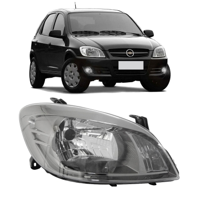 Farol - Chevrolet Celta 2007/2015 / Prisma 2006/2012 - H4 / Moldura Dark Chrome / Lado Direito