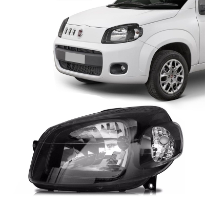 Farol - Fiat Novo Uno (Way / Vivace) 2010/2014 - H4 / Máscara Negra / Lado Esquerdo