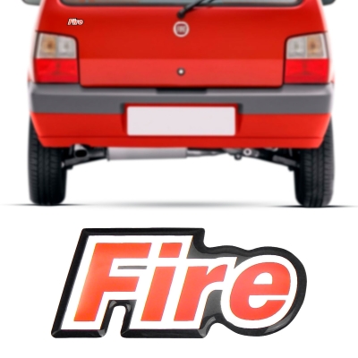 Emblema 'Fire' - Família Fiat 1996 - Cromado / Vermelho / Resinado