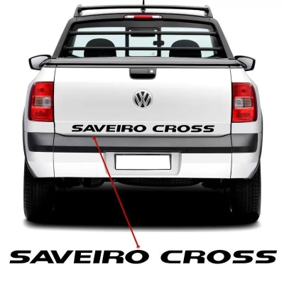 Faixa Decorativa Adesiva 'SAVEIRO CROSS' - Volkswagen Saveiro 2017/2021 - Branco / Tampa Traseira (Caçamba)