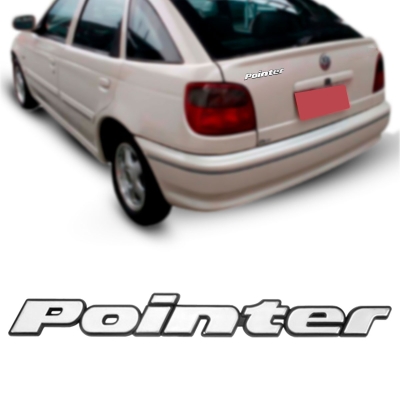 Emblema 'Pointer' - Volkswagen Pointer 1990/2000 - Cromado / Fundo Preto