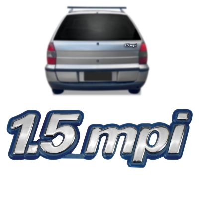 Emblema '1.5 mpi' - Fiat Palio 1995/2000 - Cromado / Fundo Azul