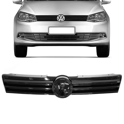 Grade Frontal Do Radiador Para O Modelo Original Do Vw Gol, Voyage, Saveiro G6 De 2012 Até 2016 - Lisa - Na Cor Preta.