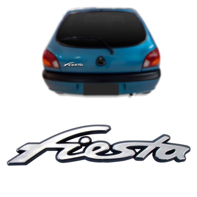 Emblema 'Fiesta' - Ford Fiesta 1996/2000 - Cromado / Fundo Preto