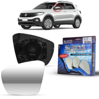 Lente Do Retrovisor Com Base Polo 2022 A 2025 Vw/ T-Cross 2019 A 2022 Metalizado Lado Direito