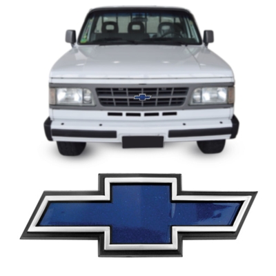 Emblema 'Logo Chevrolet' - Chevrolet D20 / S10 / Blazer 1991/1996 - Azul / Cinza / Preto / Com Pino / Grade Do Radiador