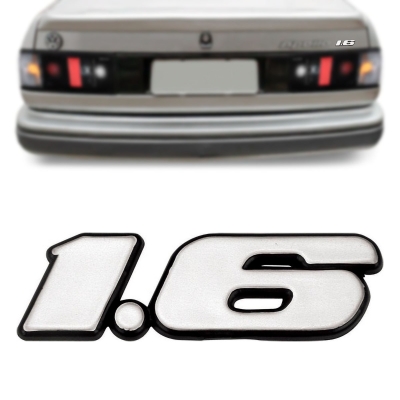 Emblema '1.6' - Família Volkswagen 1990/2000 - Cromado / Fundo Preto