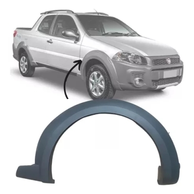Moldura Do Paralama - Fiat Strada Trekking 2014/2017 / Strada Working 2014/2021 - Dianteiro / Cinza / Texturizado / Lado Direito (Carona)