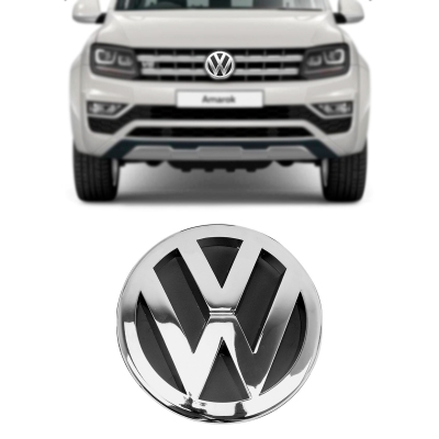 Emblema 'Logo Volkswagen' - Volkswagen Amarok Após 2017 - Cromado / Fundo Colmeia / Grade Do Radiador