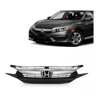 Grade Frontal Do Radiador - Honda Civic 2017/2021 - Preta / Com Friso Cromado / Modelo Original