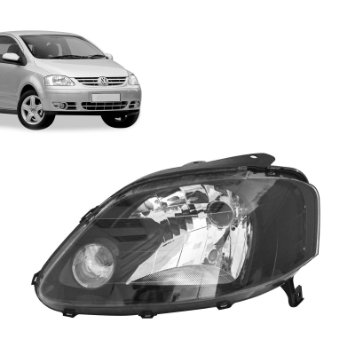 Farol Máscara Negra Foco Simples | Vw Fox 2004/2010 - Lado Esquerdo