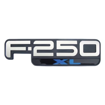 Emblema 'F250 XL' - Ford F250 XL 1999/2000 - Plaqueta Cromada / Fundo Preto