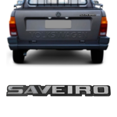 Emblema 'SAVEIRO' - Volkswagen Saveiro 1984/1990 - Cromado / Fundo Preto