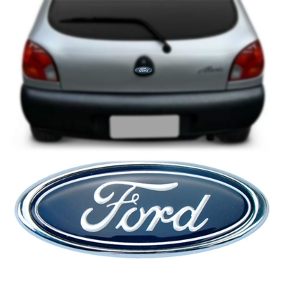 Emblema 'Logo Ford' - Família Ford 1985/1996 - Cromado / Fundo Azul / Grade Do Radiador / Porta Malas