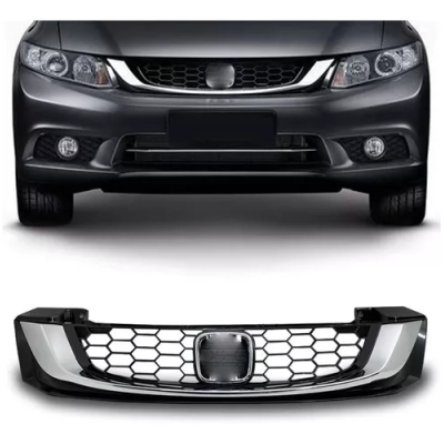 Grade Frontal Do Radiador - Honda Civic 2015/2017 - Preta / Com Friso Cromado / Modelo Original