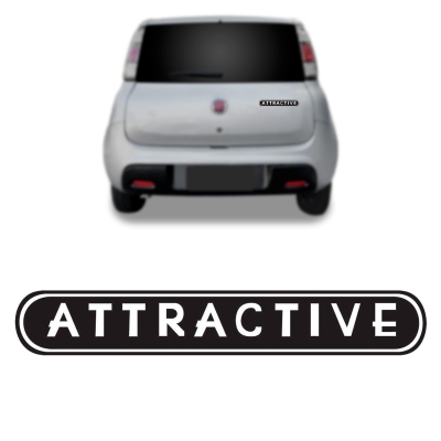 Emblema 'ATTRACTIVE' - Fiat Palio 2012/2018 - Cromado / Fundo Preto / Resinado / Pequeno