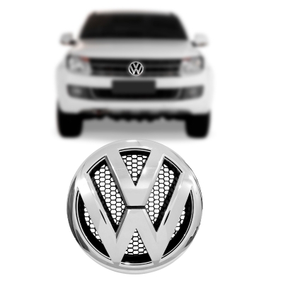 Emblema 'Logo Volkswagen' - Volkswagen Amarok 2010/2016 - Cromado / Fundo Colmeia / Grade Do Radiador