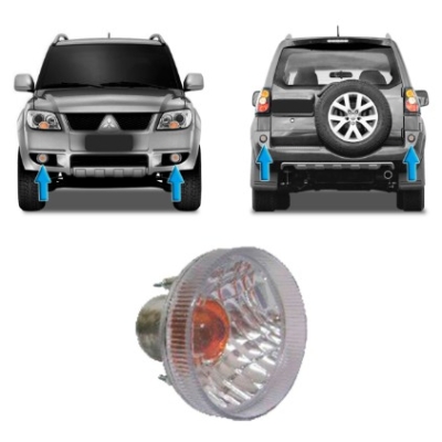 Lanterna Do Para-Choque Dianteiro/ Traseiro Mitsubishi Tr4/Pajero Sport 2004 A 2011 90mm Lâmpada Amarela