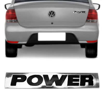 Emblema 'POWER' - Volkswagen Gol G5 2009/2012 - Cromado / Preto