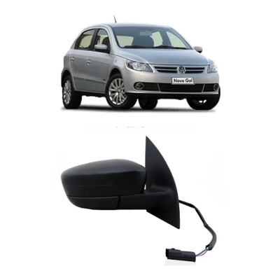 Retrovisor Texturizado Preto - Volkswagen Gol 2014 e Saveiro Após 2012 - Elétrico Lado Direito