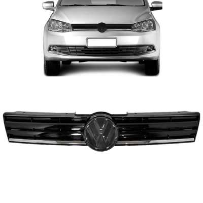 Grade Frontal Do Radiador Para O Vw Gol, Saveiro G6 De 2013 Até 2016 - Na Cor Preta Verbena E Com Friso Cromado.