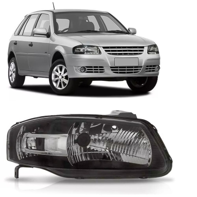 Farol - Volkswagen Gol G4 2006/2014 / Parati G4 2006/2012 / Saveiro G4 2006/2010 - H4 / Máscara Negra / Pisca Metalizado / Lado Direito