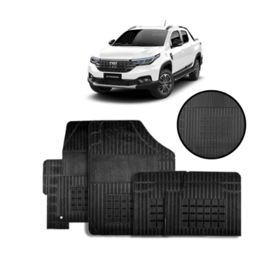 Jogo De Tapete De Borracha Preto Para Fiat Strada Cd 2020 A 2022 4 Peças