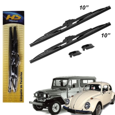 Palheta Convencional Dianteira 10' Vw Fusca 1976 A 1987 3 Encaixes Parafuso/Gancho/Baioneta Par