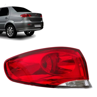 Lanterna Traseira Acrílica, Vermelha Cristal (Canto) | Fiat Siena 2008/2011 - Lado Esquerdo