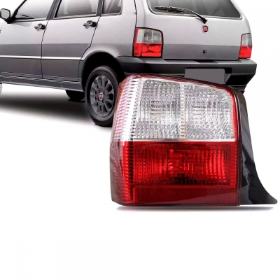 Lanterna Traseira Fiat Uno Fire 2004/2013 | Plástico Vermelho / Cristal | Lado Esquerdo.