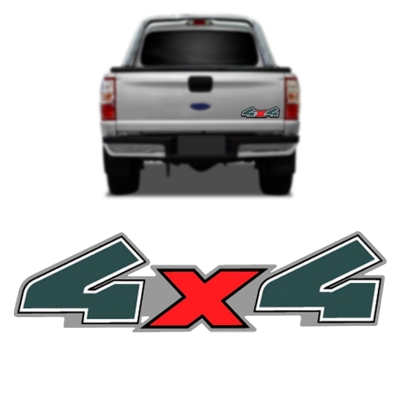 Emblema '4x4' - Ford Ranger 2008/2012 - Cinza / Vermelho