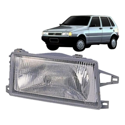 Farol - Fiat Uno / Fiorino 1991/2004 / Elba / Prêmio 1991/1996 - H4 / Lente De Vidro / Com Soquete / Lado Direito (Carona)