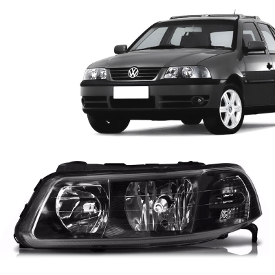 Farol - Volkswagen Gol / Parati G3 1999/2005 e Saveiro G3 2000/2005 - H1 e H7 / Duplo / Lente Lisa / Máscara Negra / Lado Esquerdo