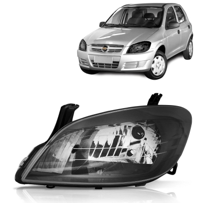 Farol - Chevrolet Celta 2007/2016 Prisma 2006/2012 - H4 / Mascara Negra / Lado Esquero