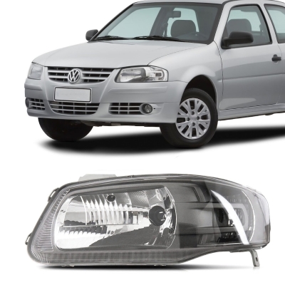 Farol - Volkswagen Gol G4 2006/2014 / Parati G4 2006/2012 / Saveiro G4 2006/2010 - H4 / Versão Sport / Máscara Cinza / Lado Esquerdo