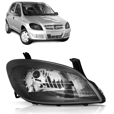 Farol - Chevrolet Celta 2007/2016 Prisma 2006/2012 - H4 / Mascara Negra / Lado Direito