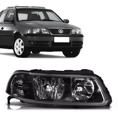 Farol - Volkswagen Gol / Parati G3 1999/2005 e Saveiro G3 2000/2005 - H1 e H7 / Duplo / Lente Lisa / Máscara Negra / Lado Direito