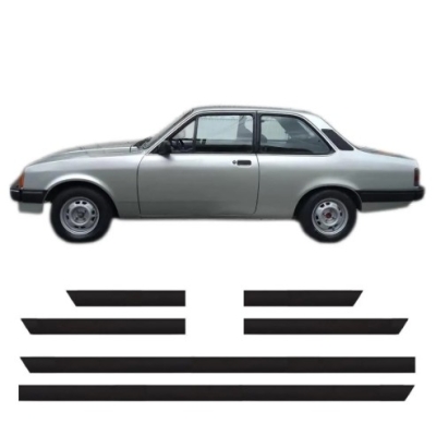 Friso Lateral Gm Chevette L 1991 A 1992 2 Portas Preto Auto Colante Jogo 6 Peças