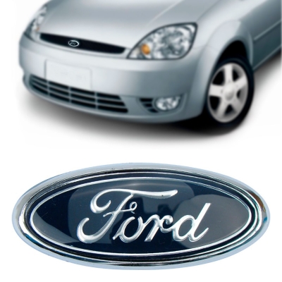 Emblema 'Logo Ford' - Família Ford 1997/2003 - Cromado / Fundo Azul / Adesivo / 95MM / Porta Malas