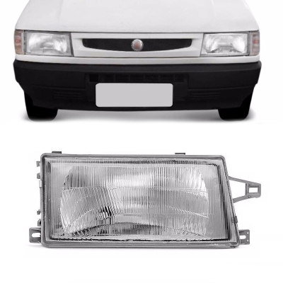 Farol - Fiat Uno / Fiorino 1991/2003 e Premio / Elba 1991/1996 - H4 / Lente De Vidro / Lado Direito