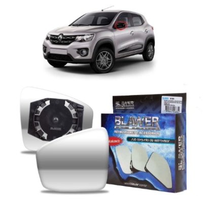 Lente Do Retrovisor Com Base Renault Logan 2015 A 2022 Metalizado Lado Esquerdo