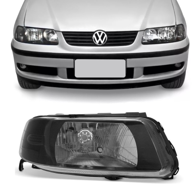 Farol Simples Máscara Negra Com Defletor | Vw Gol, Parati, Saveiro G3 2000/2005 - Lado Direito