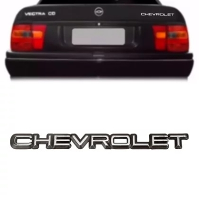 Emblema 'CHEVROLET' - Chevrolet Vectra 1994/1996 / Omega 1992/1996 - Cromado / Fundo Preto